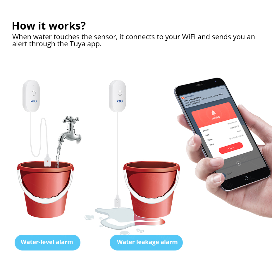 KERUI Smart  WiFi Water Sensor - Smart Home Network 리뷰 및 가격