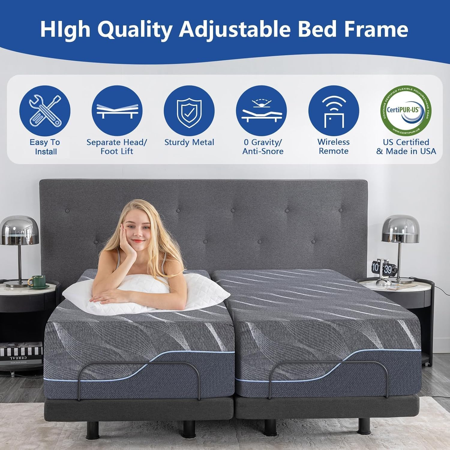 Twin XL Adjustable Bed Frame w - Smart Home Xl 리뷰 및 가격
